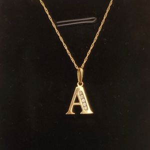 10K Gold A Pendant Necklace